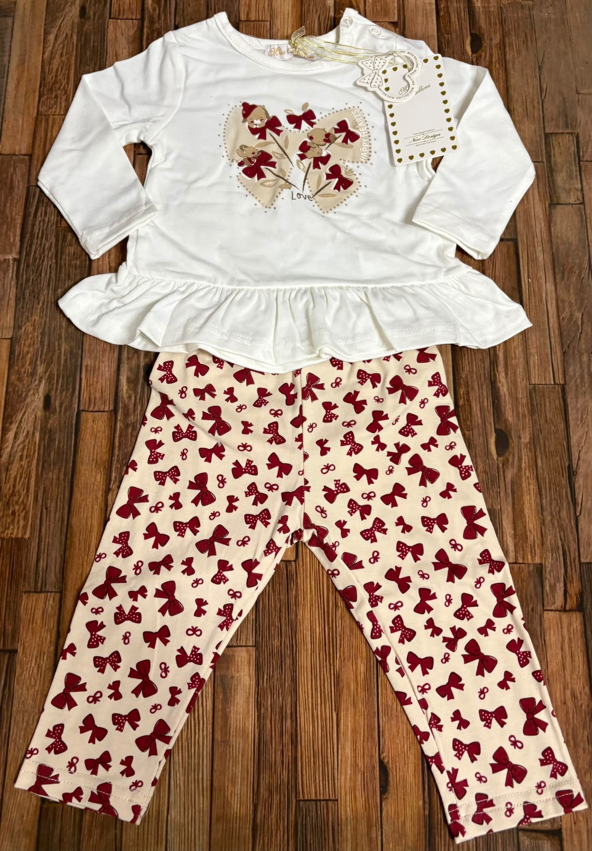 Completo Neonata Caldo Cotone Miss Bellina XNA-3766 – Rosa e Bianco