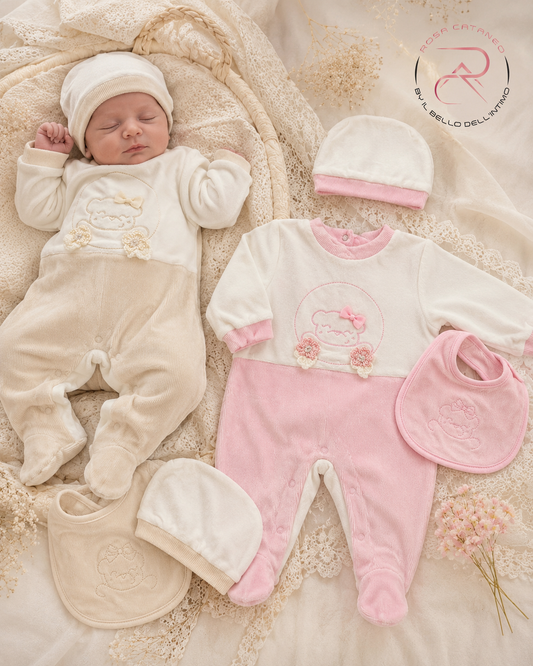 Tutina in Ciniglia Neonata 3 Pezzi