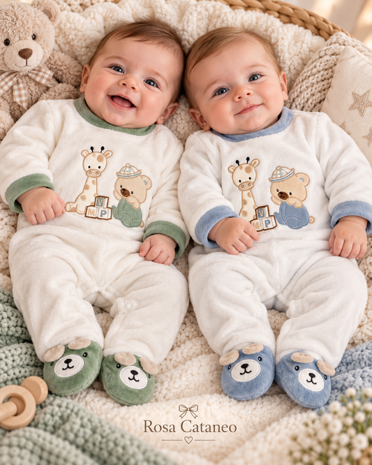Tutina Neonato in Ciniglia Alta Linea – Orsetto & Giraffa – Art. XNO-240