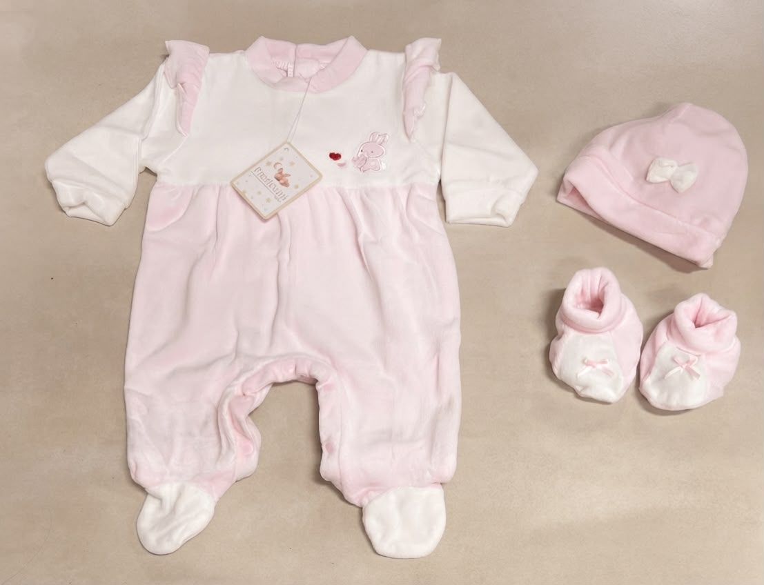 Set Nascita 3 Pezzi in Ciniglia Femminuccia I Preziosini – Art. F10