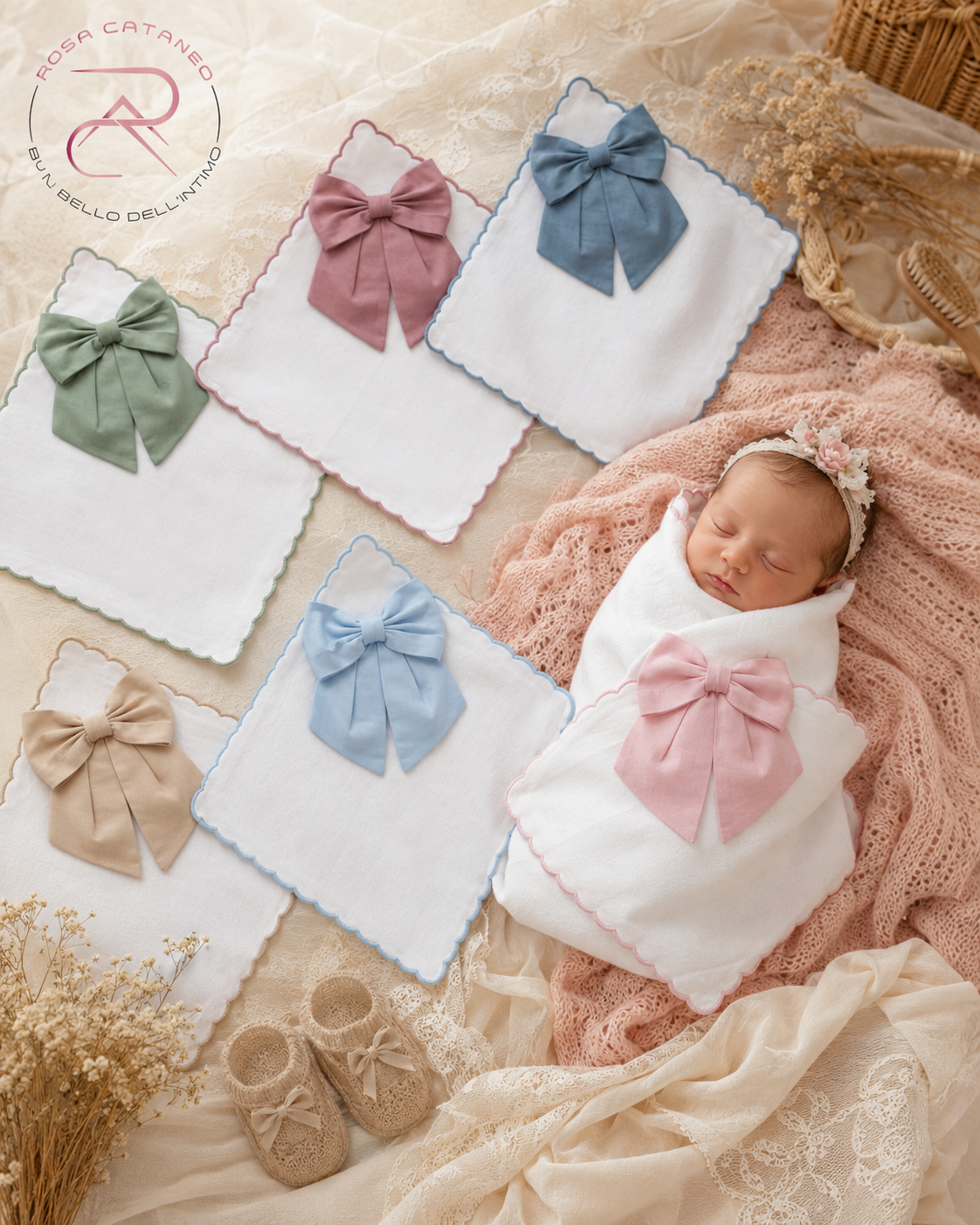 Quadrato in Cotone con Fiocco Art. 517 – Percalla Neonato