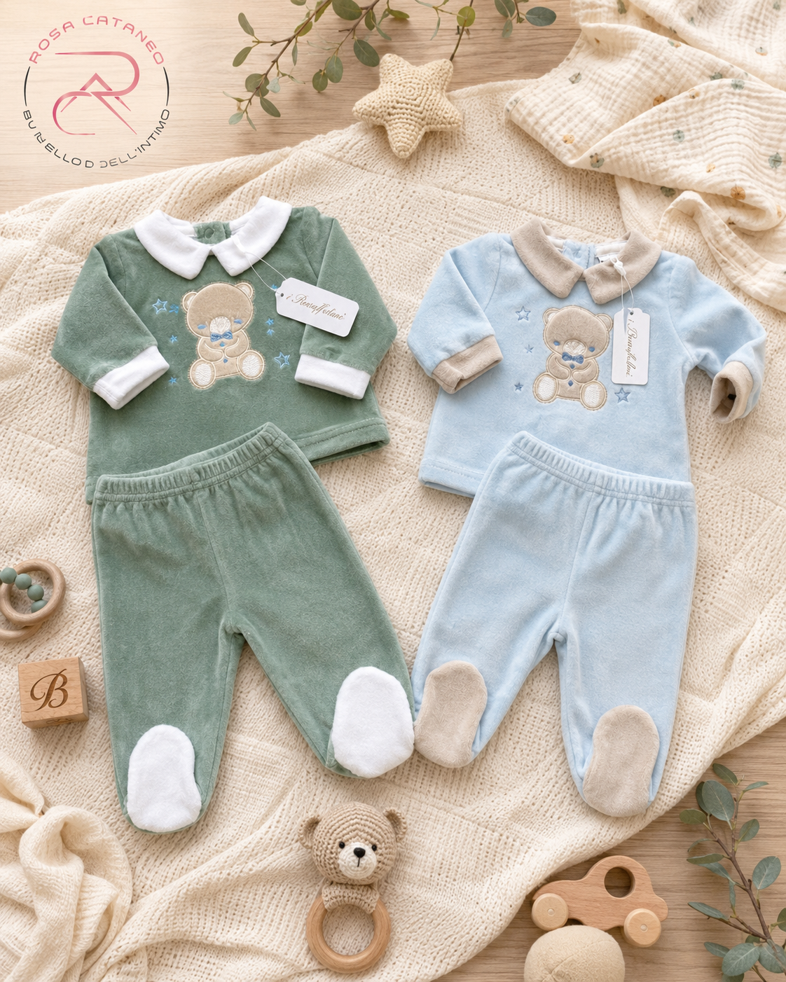Completo Clinico Neonato in Ciniglia I Batuffolini Art. B549/2M