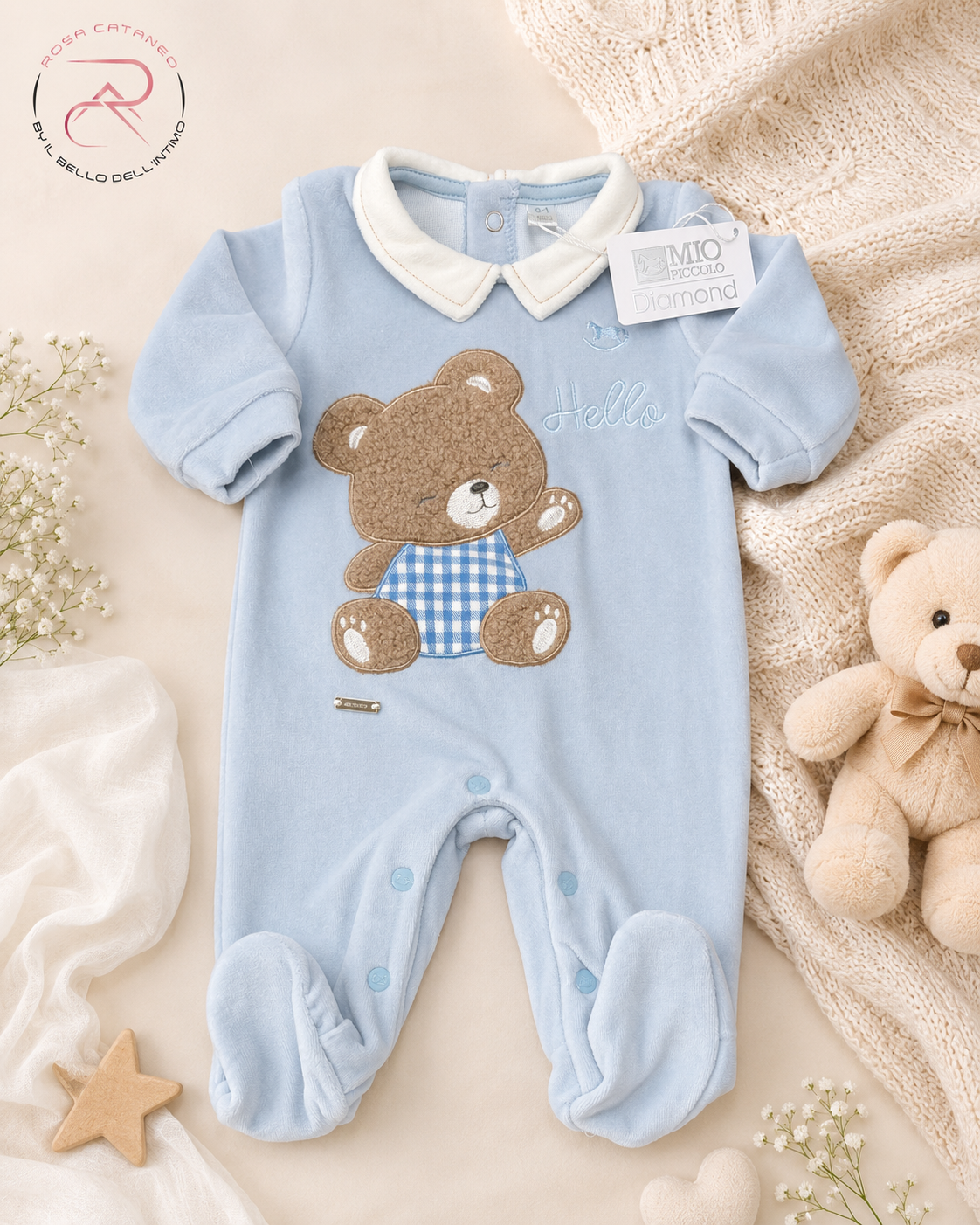 Tutina Neonato in Ciniglia Mio Piccolo Diamond
