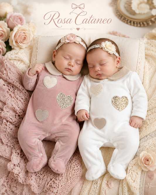 Tutina in Ciniglia Neonata Nazareno Gabrielli con Cuori – Art. 2210 Dis.6