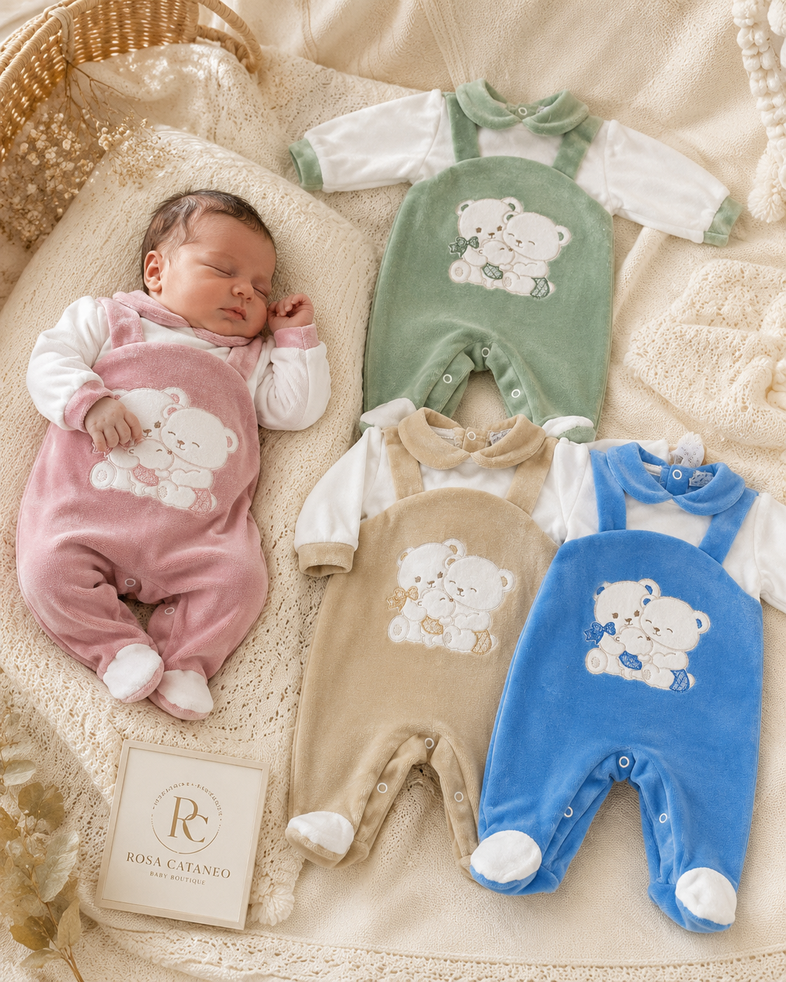 Tutina Neonato in Ciniglia Tenerotti con Orsetti – Art. 522