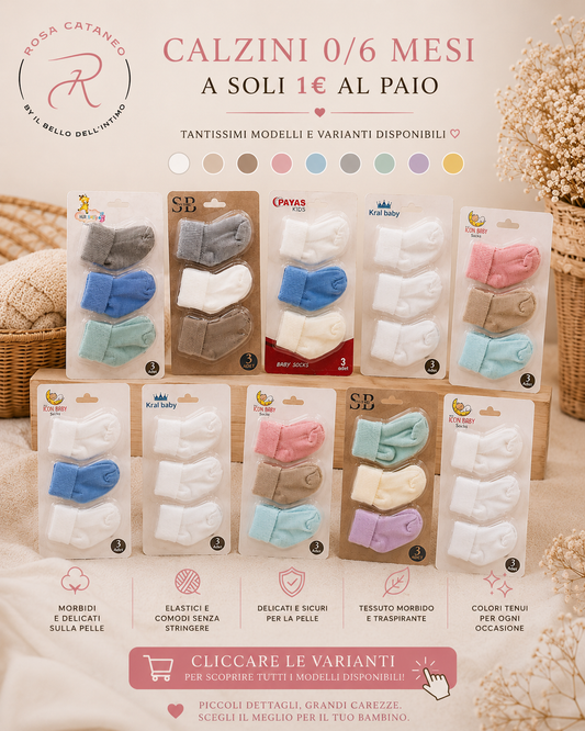 Set 3 Paia Calzini Neonato in Cotone 👶🧦