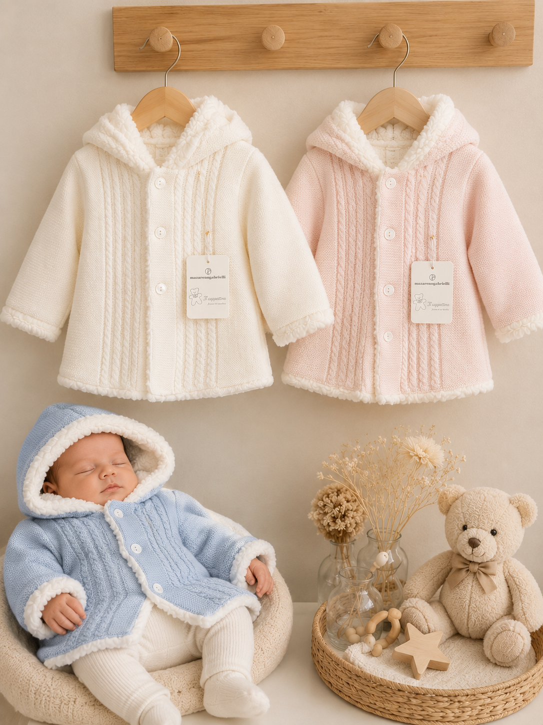 Cappottino Neonato Nazareno Gabrielli con Cappuccio e Interno Morbido – Art. NG-2030