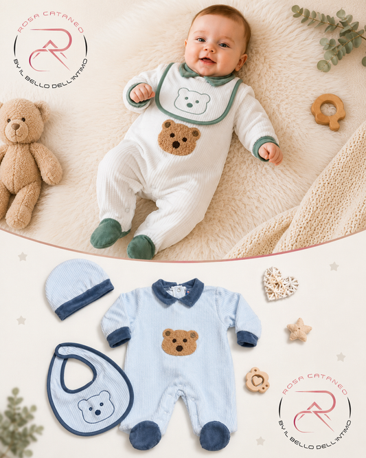 Tutina in Ciniglia Neonato 3 Pezzi