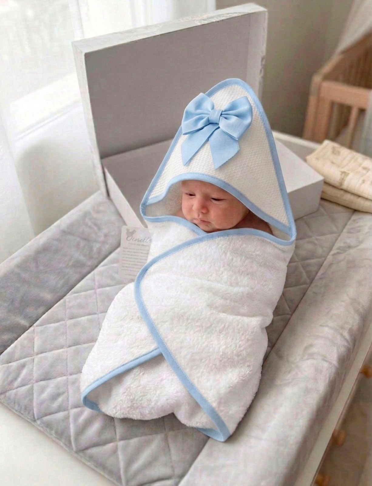 Accappatoio Triangolo Ornella 100% Cotone – Accappatoio Neonato 70x75 cm