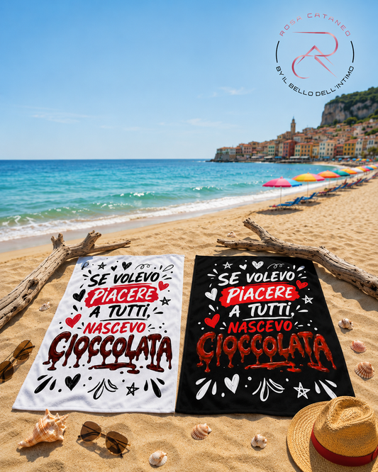 Telo Mare Cioccolata 90x170 cm in Microspugna | Bianco e Nero
