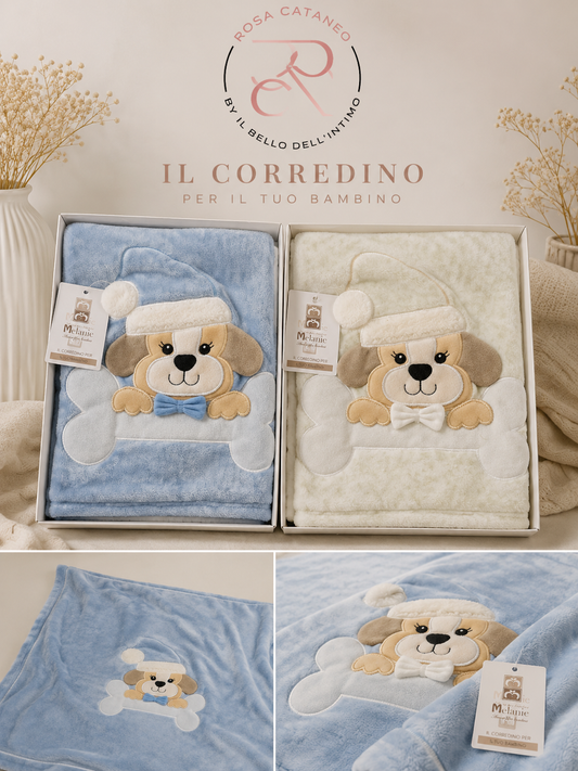 Plaid Passeggino Melanie Cane 3D 75x100 cm Copertina Morbida Neonato Art. CC501