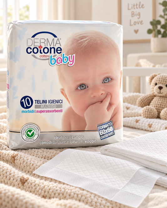 Telini Igienici Baby Derma Cotone 60×60 cm – 10 Pezzi