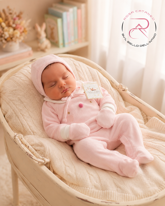 Set Tutina in Ciniglia con Cappellino e Muffole Preziosini PRXS506/1F
