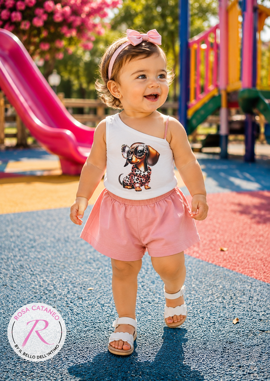 CAGNOLINO FASHION | Completino Neonata 2 Pezzi in Cotone
