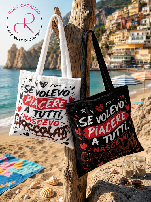 Borsa Mare Donna in Microspugna con Frase Virale – Shopper Capiente