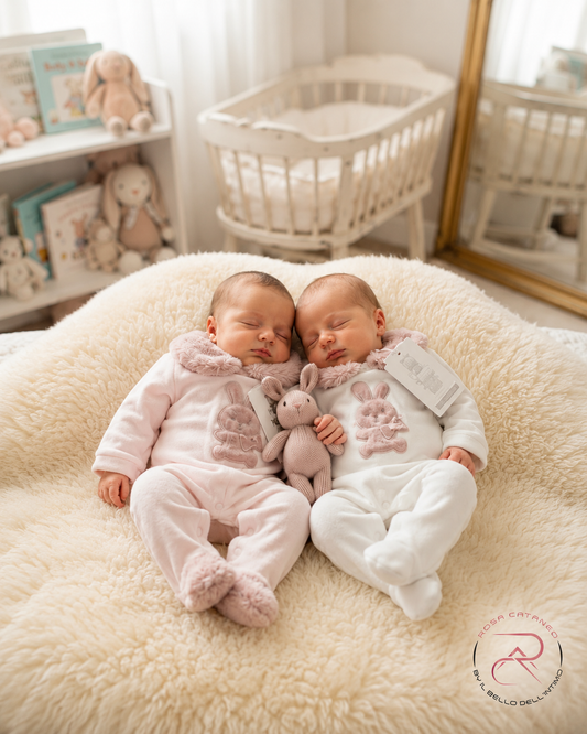 Tutina in ciniglia neonata con coniglietto Melanie TC115