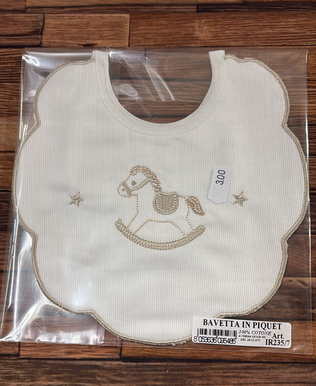 Bavetta Neonato in Piquet Ricamata – Cavallino a Dondolo IR235/7