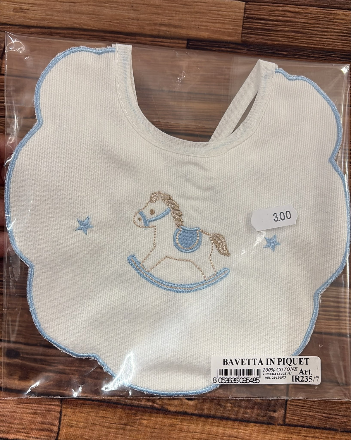 Bavetta Neonato in Piquet Ricamata – Cavallino a Dondolo IR235/7