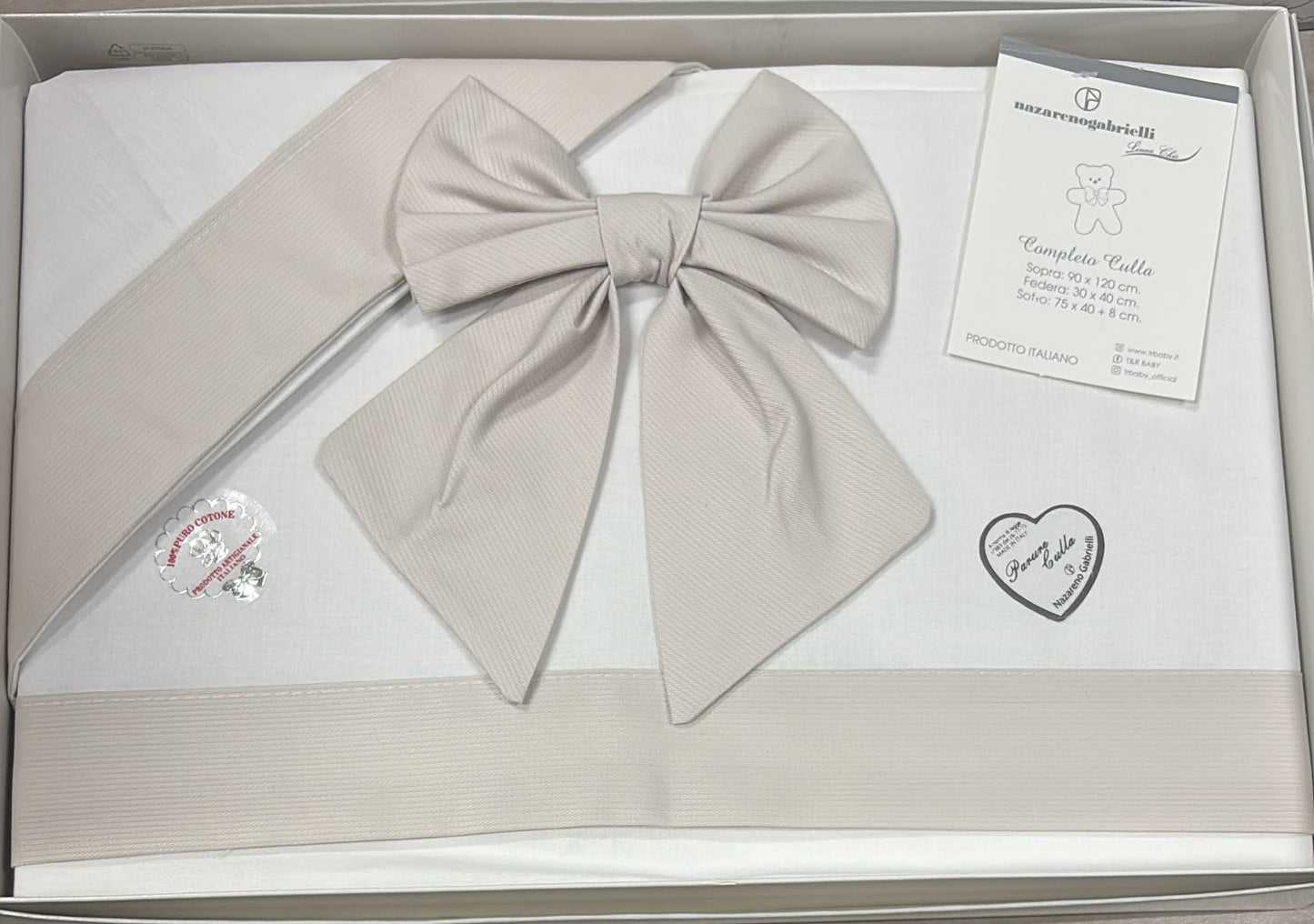 Lenzuola Passeggino con Fiocco Nazareno Gabrielli 3 Pezzi 100% Cotone – Art. NG91