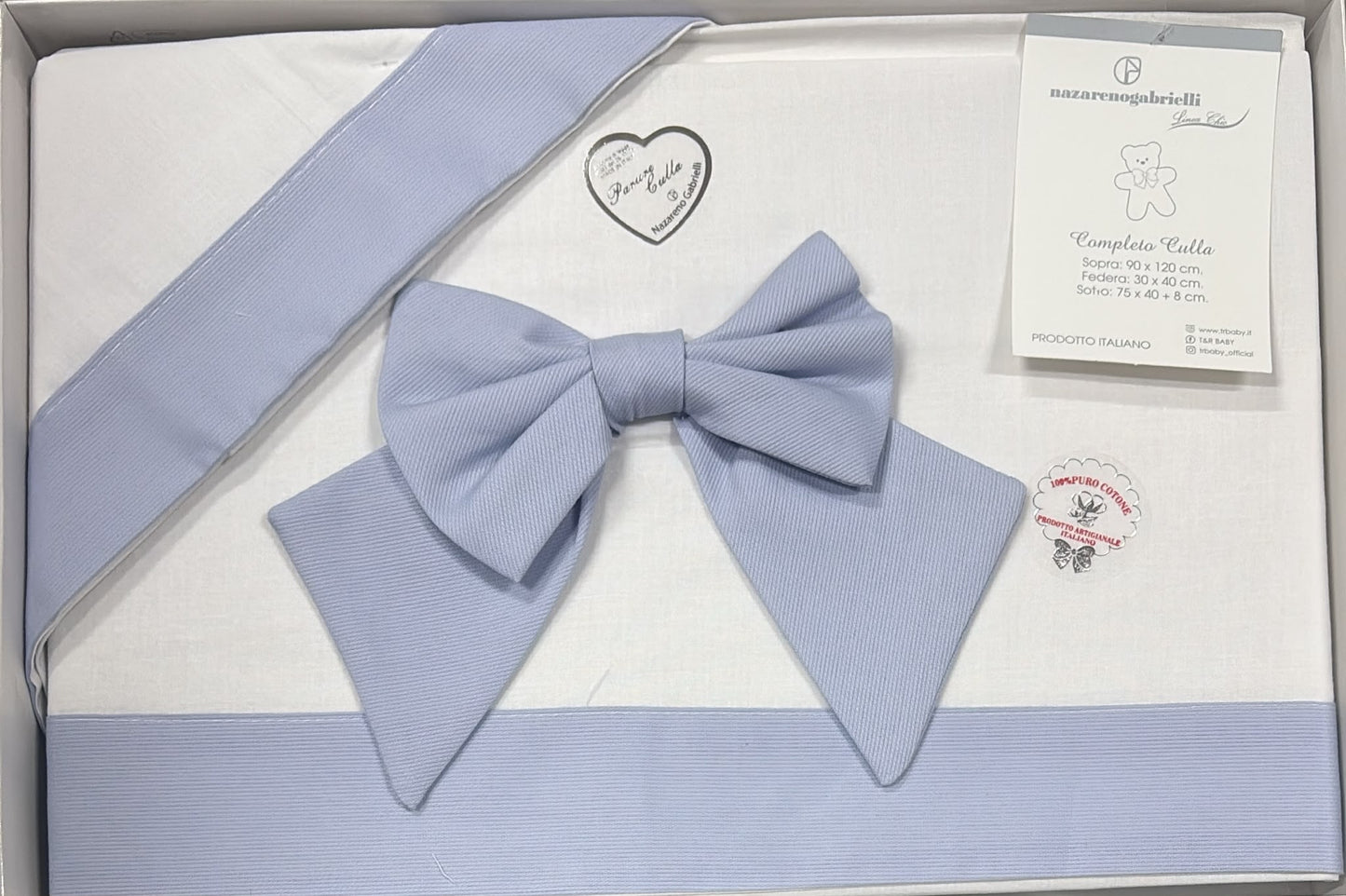 Lenzuola Passeggino con Fiocco Nazareno Gabrielli 3 Pezzi 100% Cotone – Art. NG91