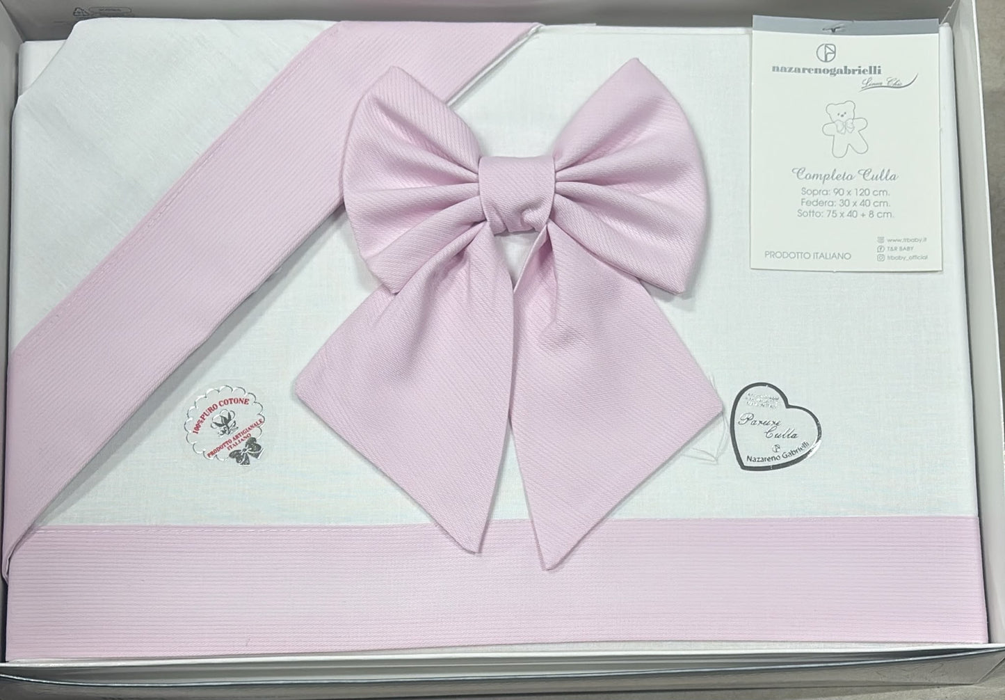Lenzuola Passeggino con Fiocco Nazareno Gabrielli 3 Pezzi 100% Cotone – Art. NG91