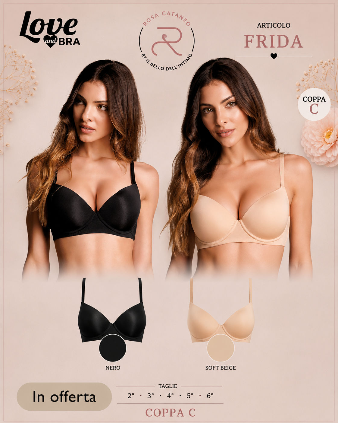 FRIDA | Reggiseno Balconcino Coppa C in Microfibra Love and Bra