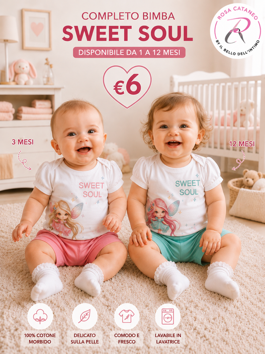 Completo Neonata in Cotone “Sweet Soul” Rosa – ART. B-E534