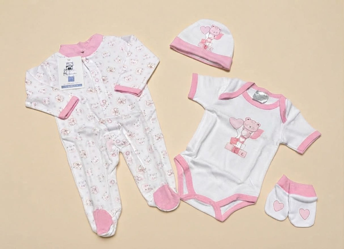 Set Regalo Nascita 4 Pezzi in Interlock Melanie – Art. GB100