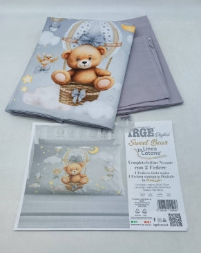 Completo Lenzuola Culla IRGE Sweet Bear 100% Cotone Made in Italy