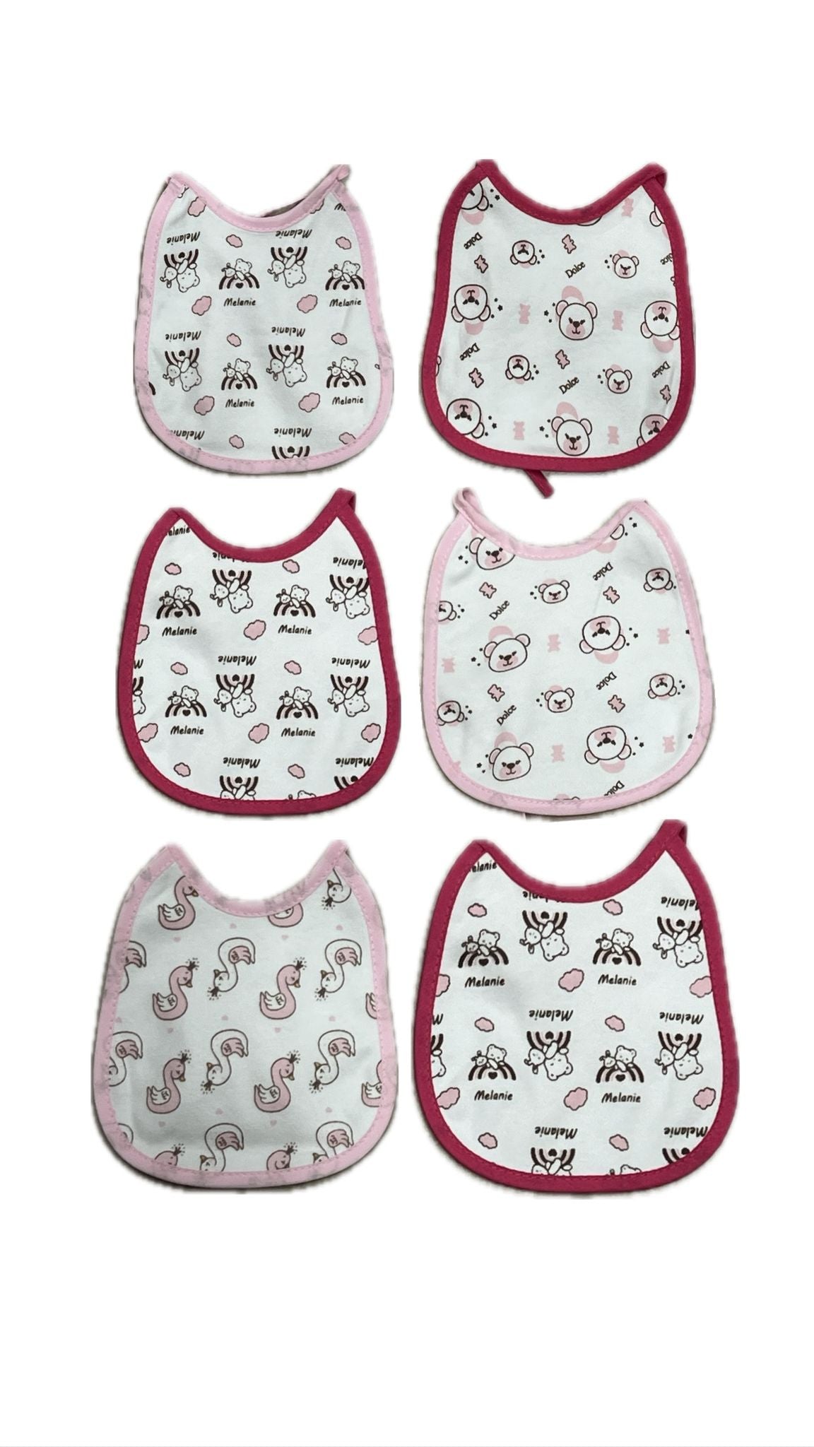 SET 6 BAVETTE STAMPATE