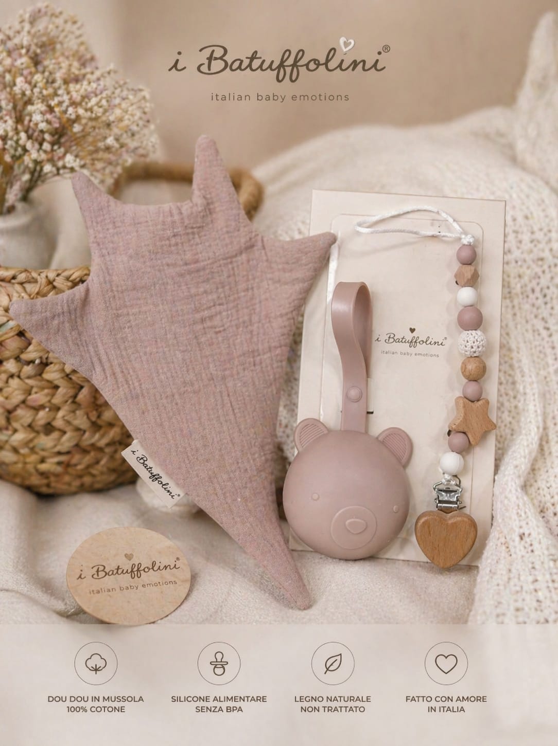 Set nascita dou dou + porta ciuccio – i Batuffolini