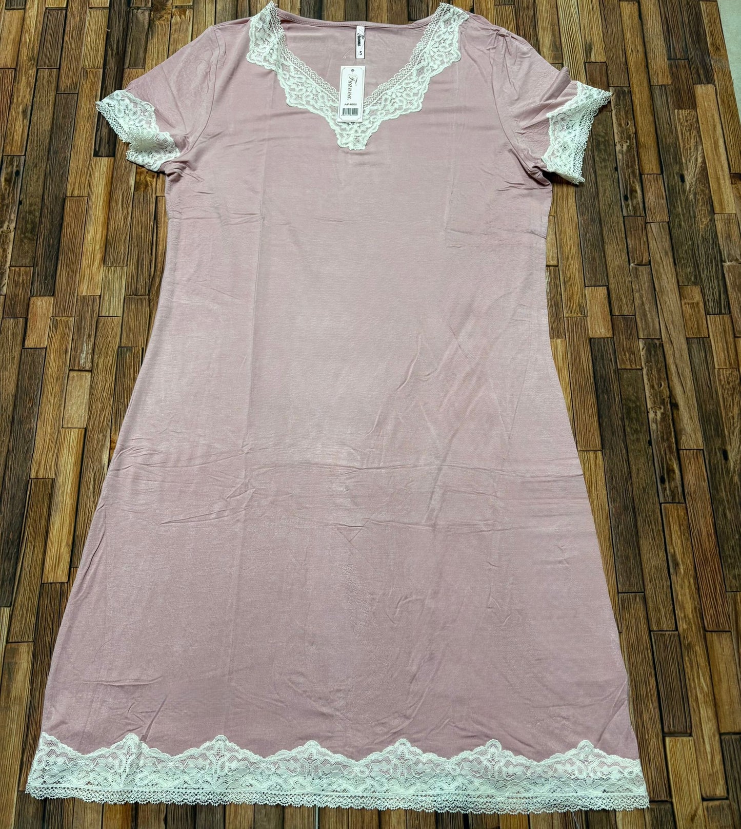 Camicia da Notte Donna in Modal con Pizzo – Cipolla e Nero