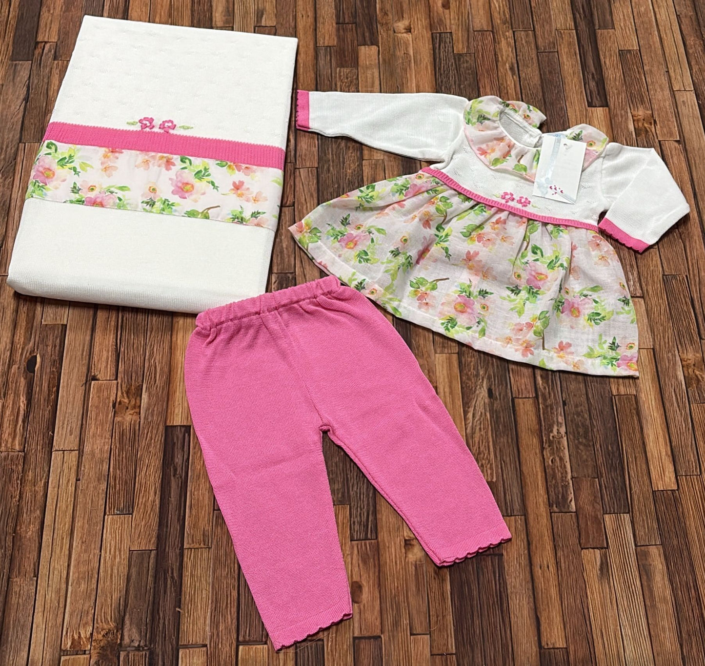 Uscita Clinica Neonata La Margherita Made in Italy – Vestina con Leggings + Copertina Coordinata