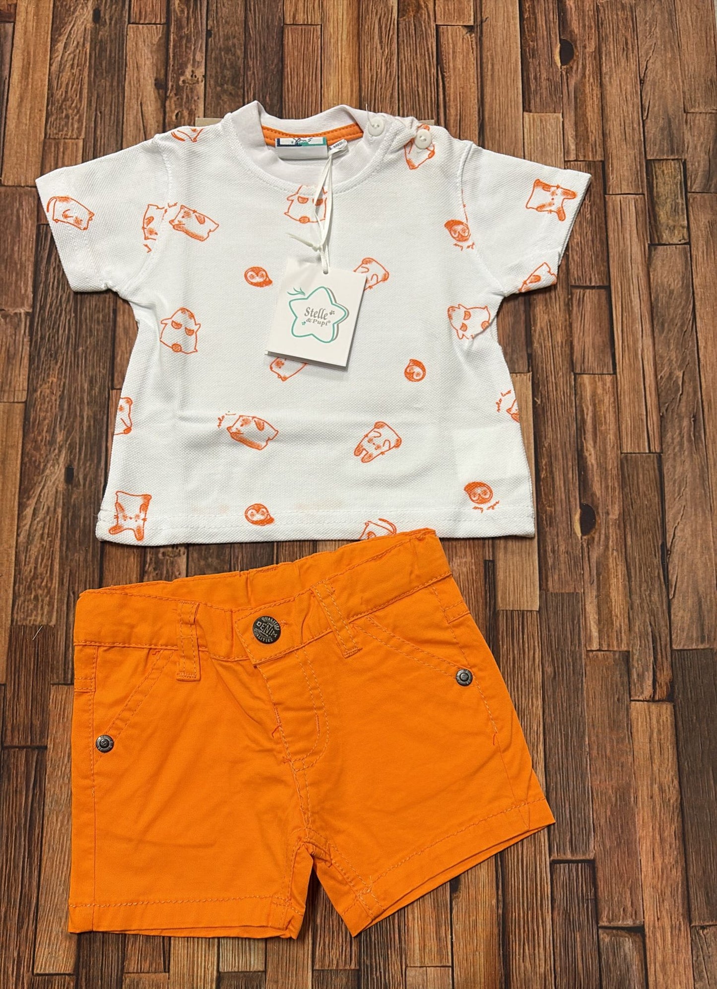 Completo Neonato Bimbo Estivo 2 Pezzi in Cotone con Pantaloncino – ART. BBO-655