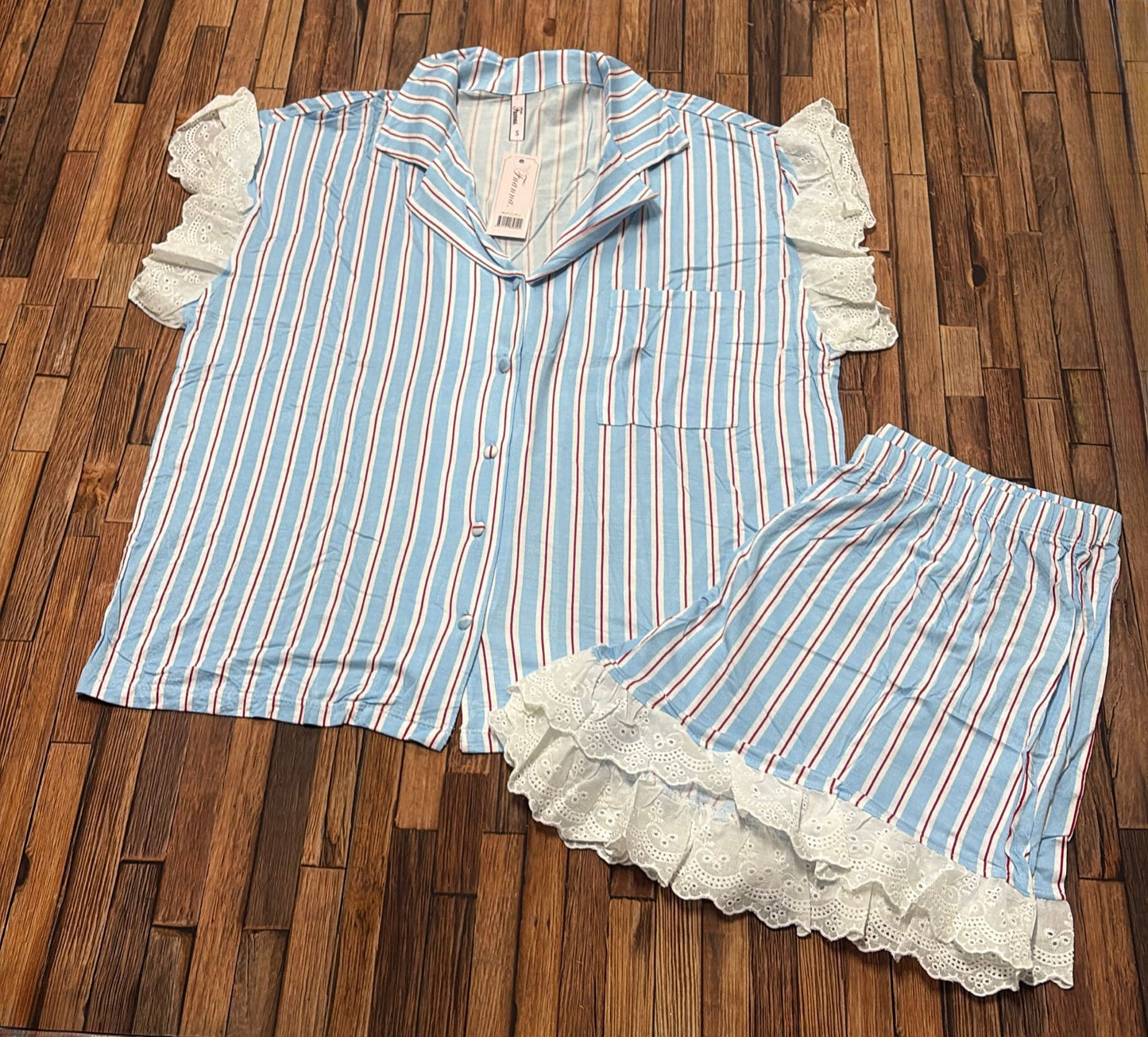 Pigiama Donna Modal Corto Aperto Avanti con Pizzo – AP4093