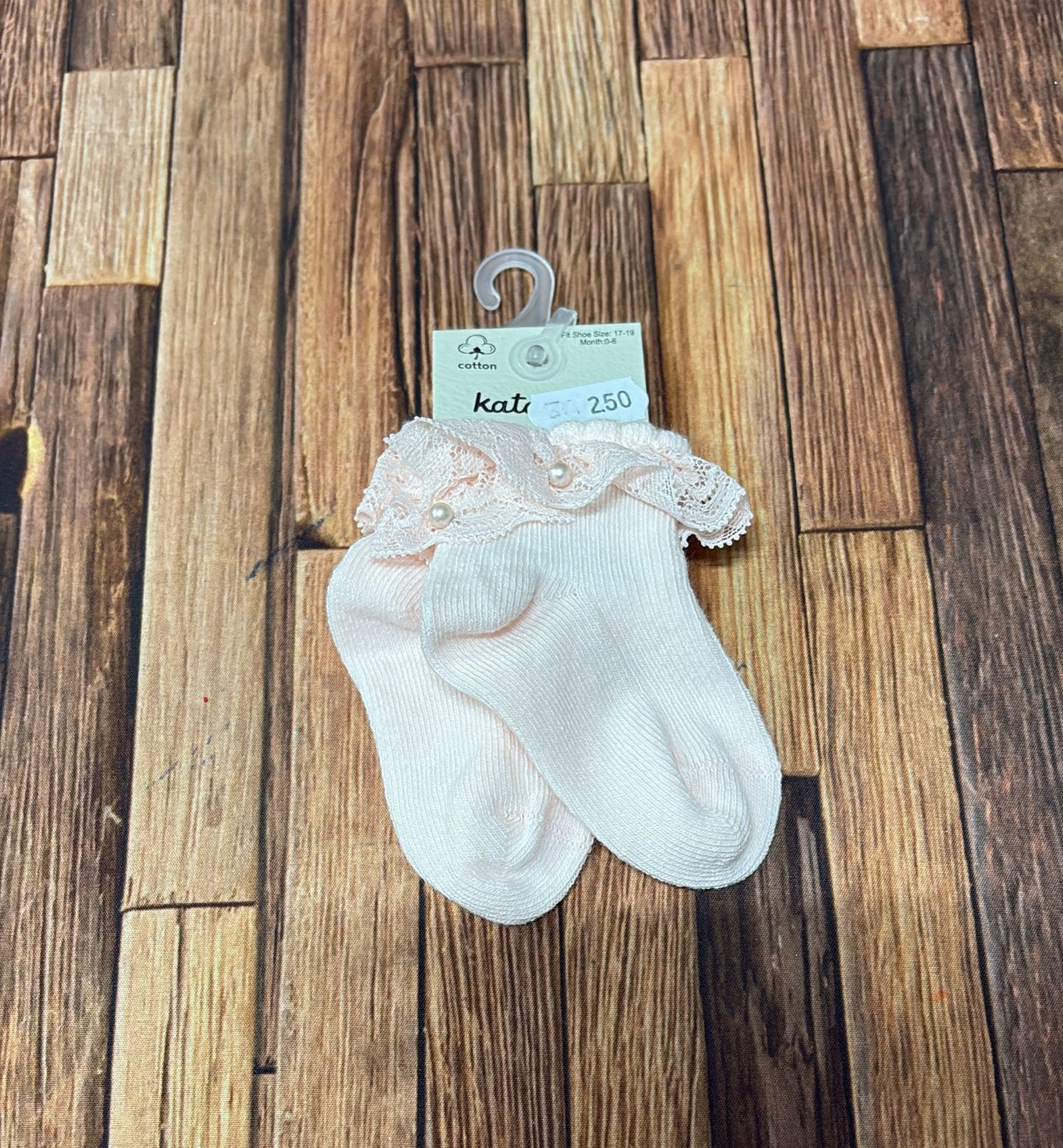 Calzini Neonata con Rouge e Perline in Cotone Kata – Panna, Bianco e Rosa