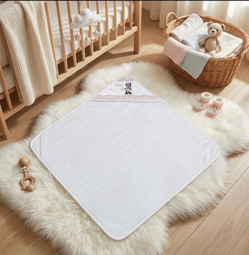 Accappatoio Neonato Disney Minnie con Cappuccio in Spugna 70x70 cm Made in Italy