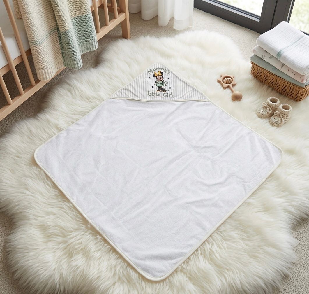 Accappatoio Neonato Disney Minnie con Cappuccio in Spugna 70x70 cm Made in Italy