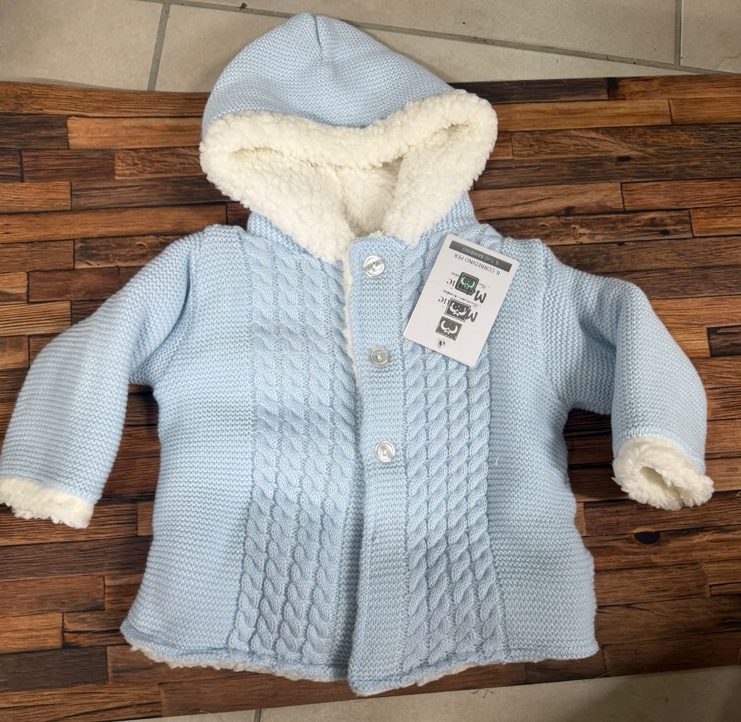 Cappottino Neonato in Lanetta con Cappuccio e Interno Morbido Melanie Art. J31