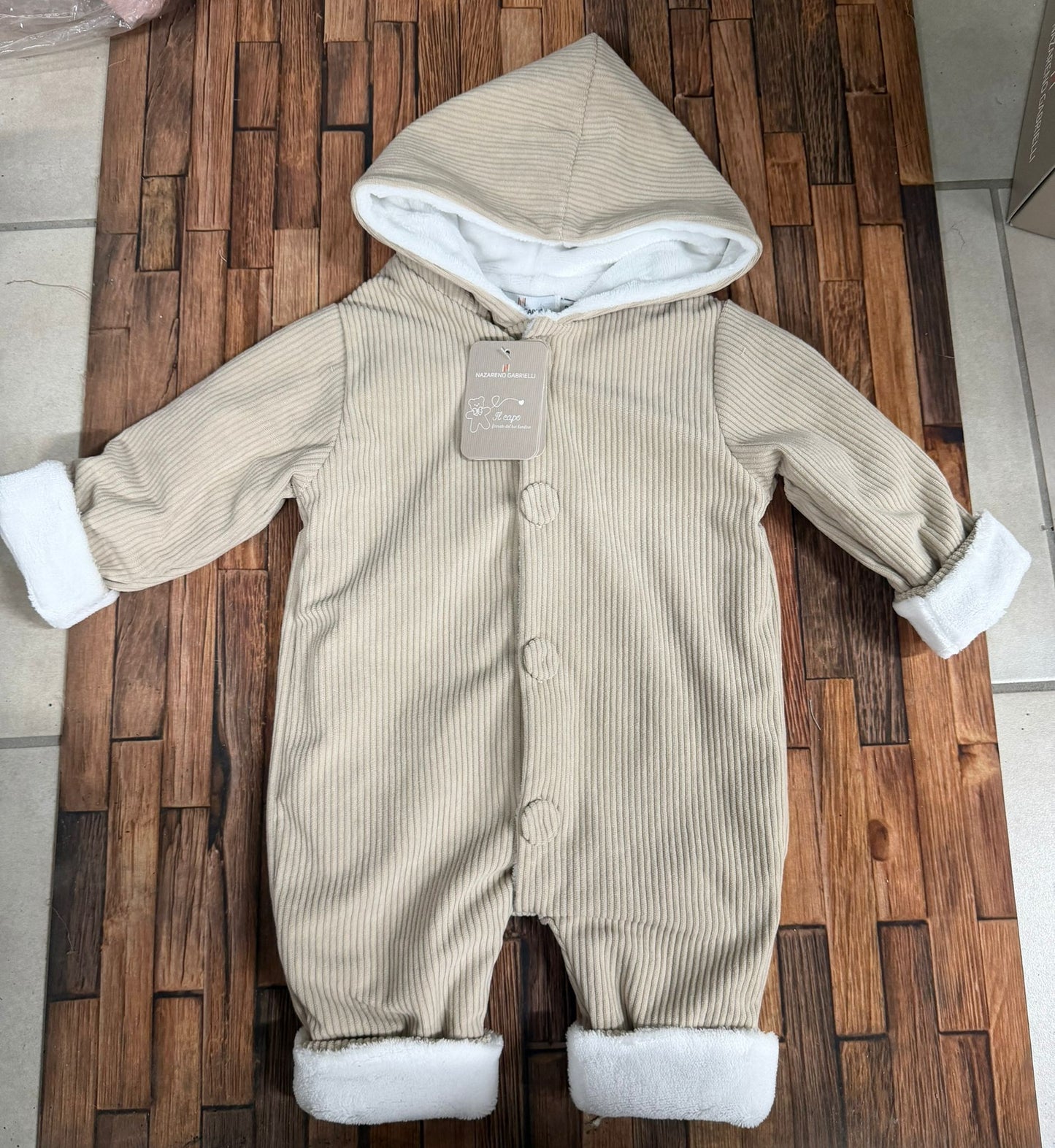 Tutone Neonato in Costina con Cappuccio Nazareno Gabrielli NG-2019