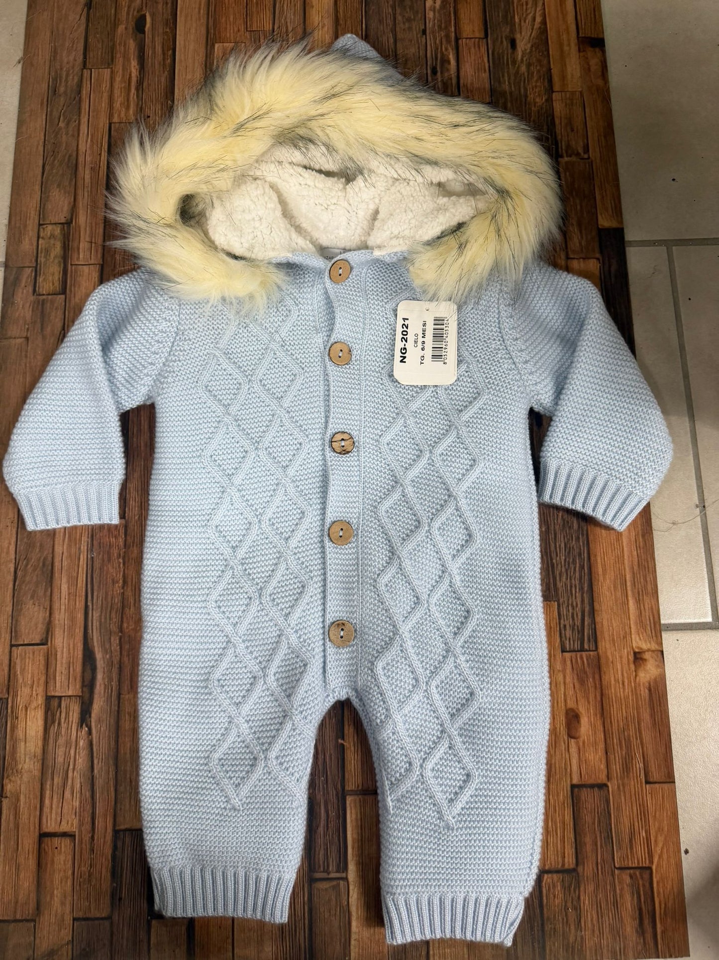 Eskimo Neonato Nazareno Gabrielli NG-2021 con Cappuccio e Pelliccia Ecologica – Avio, Cielo, Cipolla e Rosa