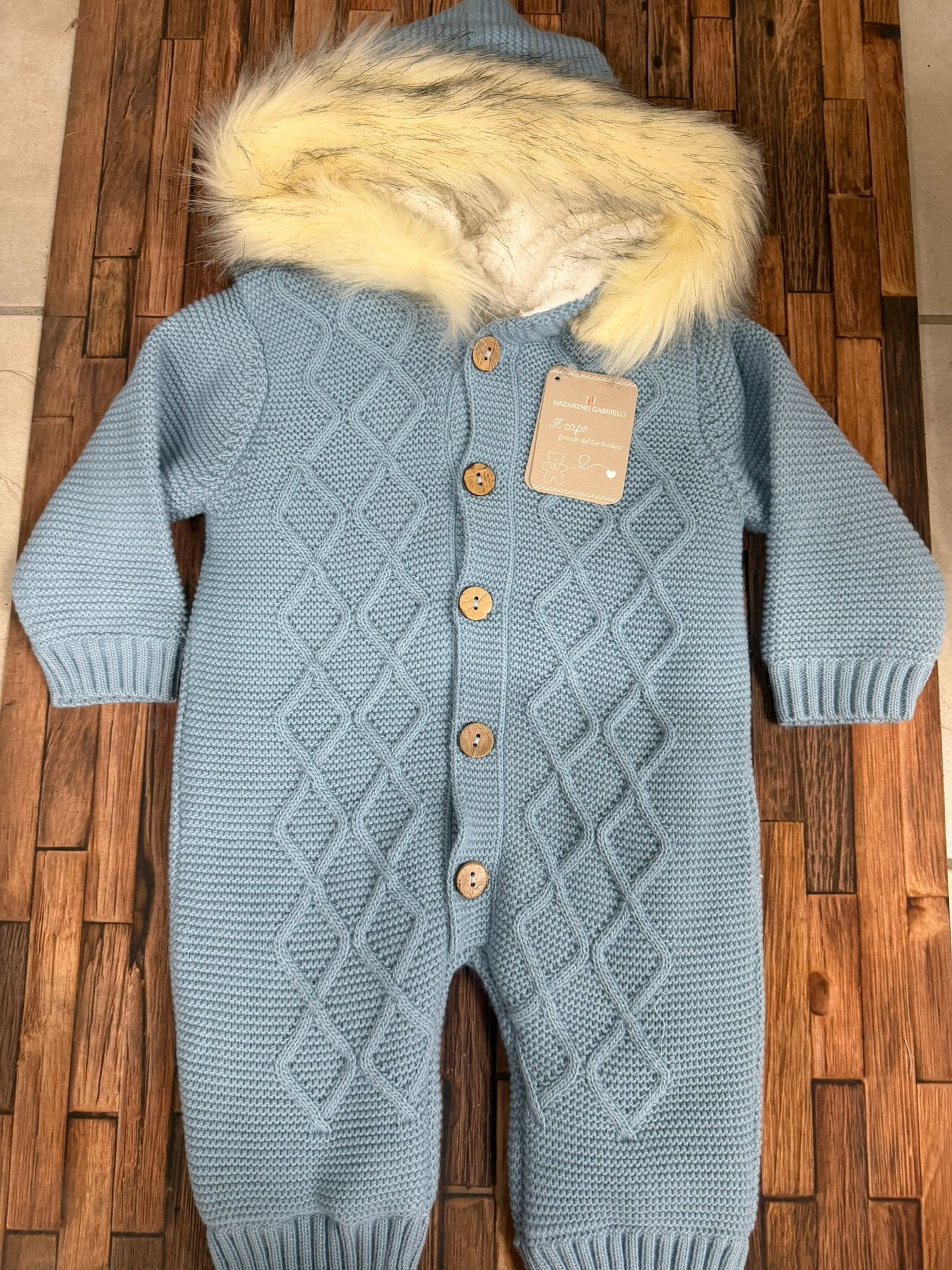 Eskimo Neonato Nazareno Gabrielli NG-2021 con Cappuccio e Pelliccia Ecologica – Avio, Cielo, Cipolla e Rosa