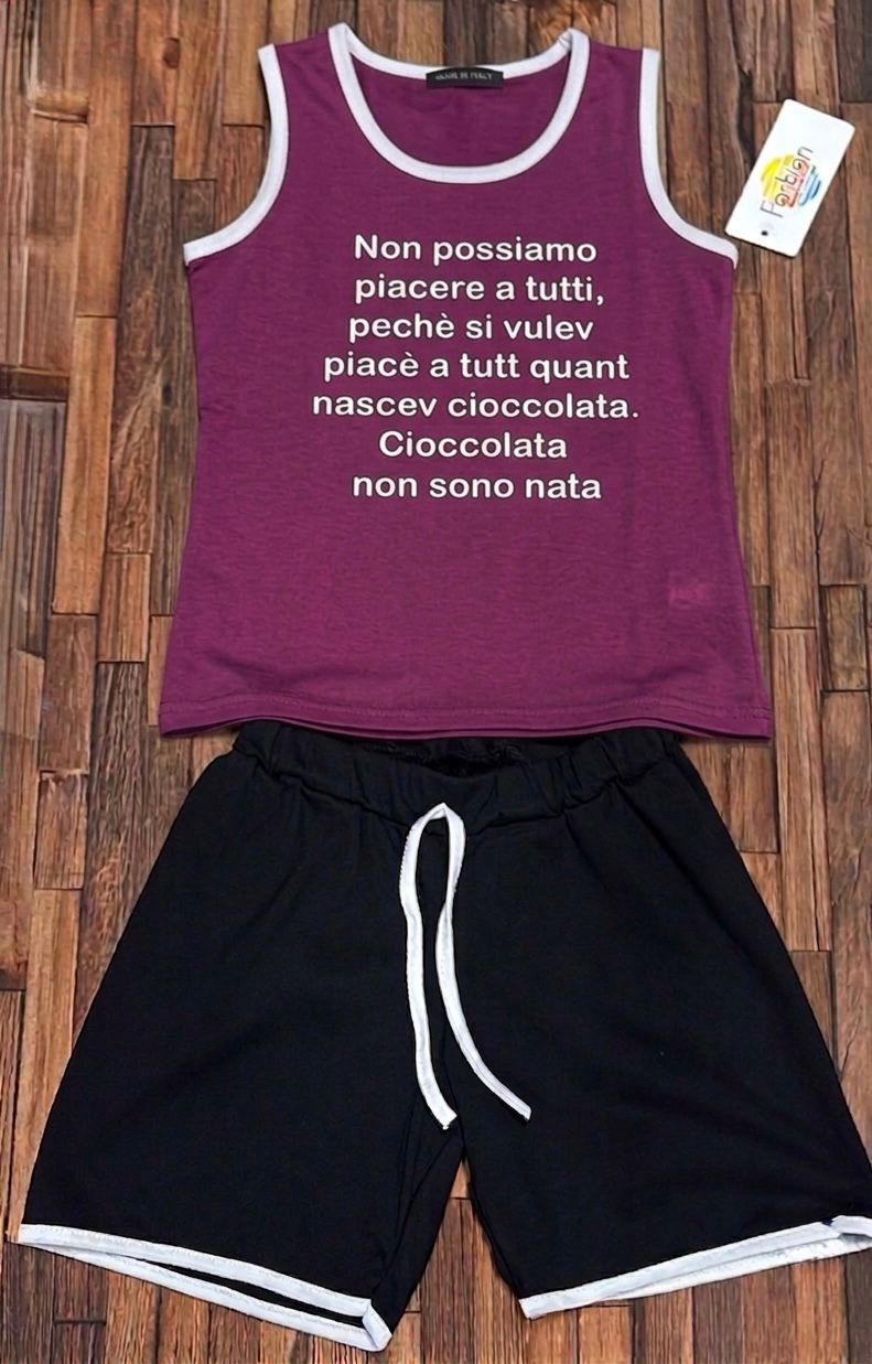 Completo Bimba “Cioccolata” Canotta e Pantaloncino | Made in Italy