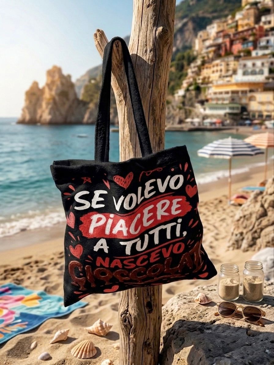 Borsa Mare Donna in Microspugna con Frase Virale – Shopper Capiente