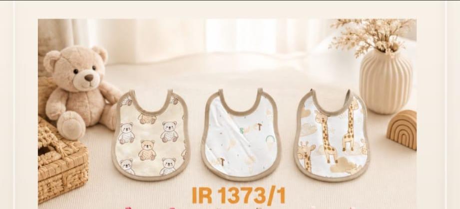 Set 6 Bavette Neonato Cotone Fantasia 15x17 cm con Laccetti