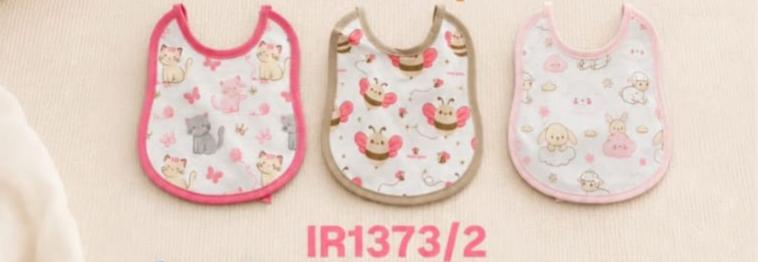 Set 6 Bavette Neonato Cotone Fantasia 15x17 cm con Laccetti