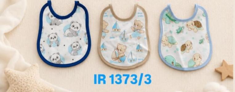 Set 6 Bavette Neonato Cotone Fantasia 15x17 cm con Laccetti