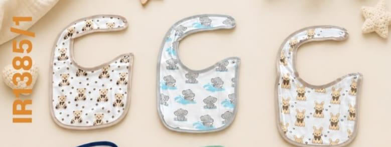 Set 6 Bavaglini Neonato in Cotone con Chiusura a Bottone – Bavetti Assorbenti Fantasia