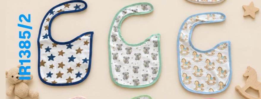 Set 6 Bavaglini Neonato in Cotone con Chiusura a Bottone – Bavetti Assorbenti Fantasia