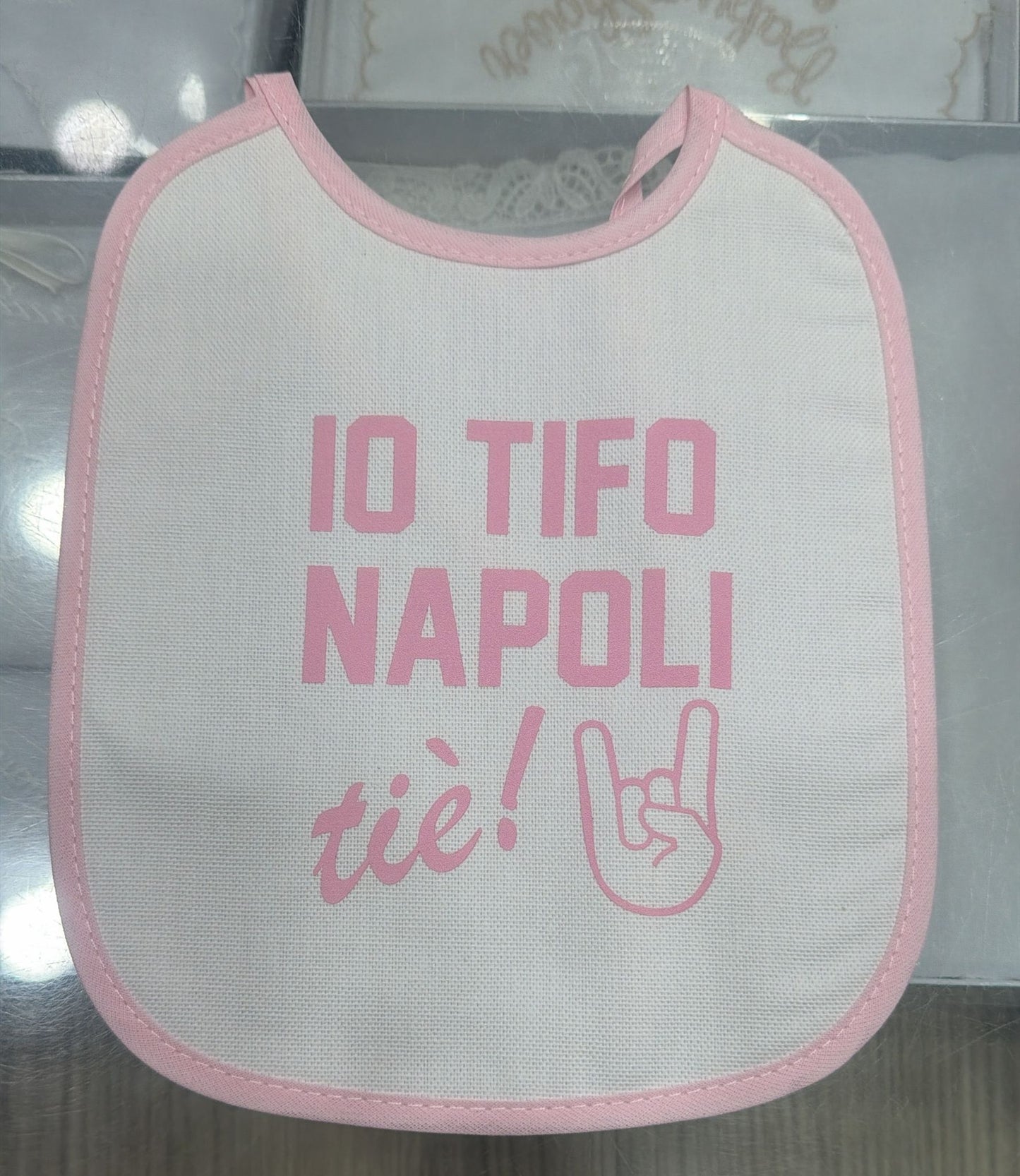 Bavetto Neonato Divertente Napoletano in Cotone – Bavaglino con Frasi Simpatiche Rosa Baby